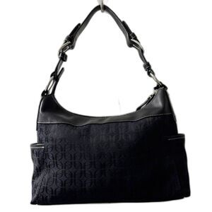 Fossil Vintage ZB 4163 Black Signature Monogram Jacquard Leather Shoulder Bag